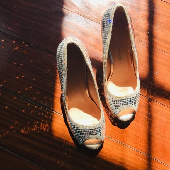 Lauren Lorraine Pauline Peep Toe Mirror Rinestone - Picture 3 of 7